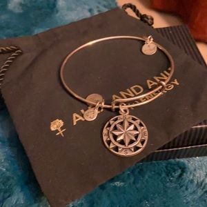 Alex and Ani Compass Charm Bangle Rafaelian Silver with Original Card & Dust Bag